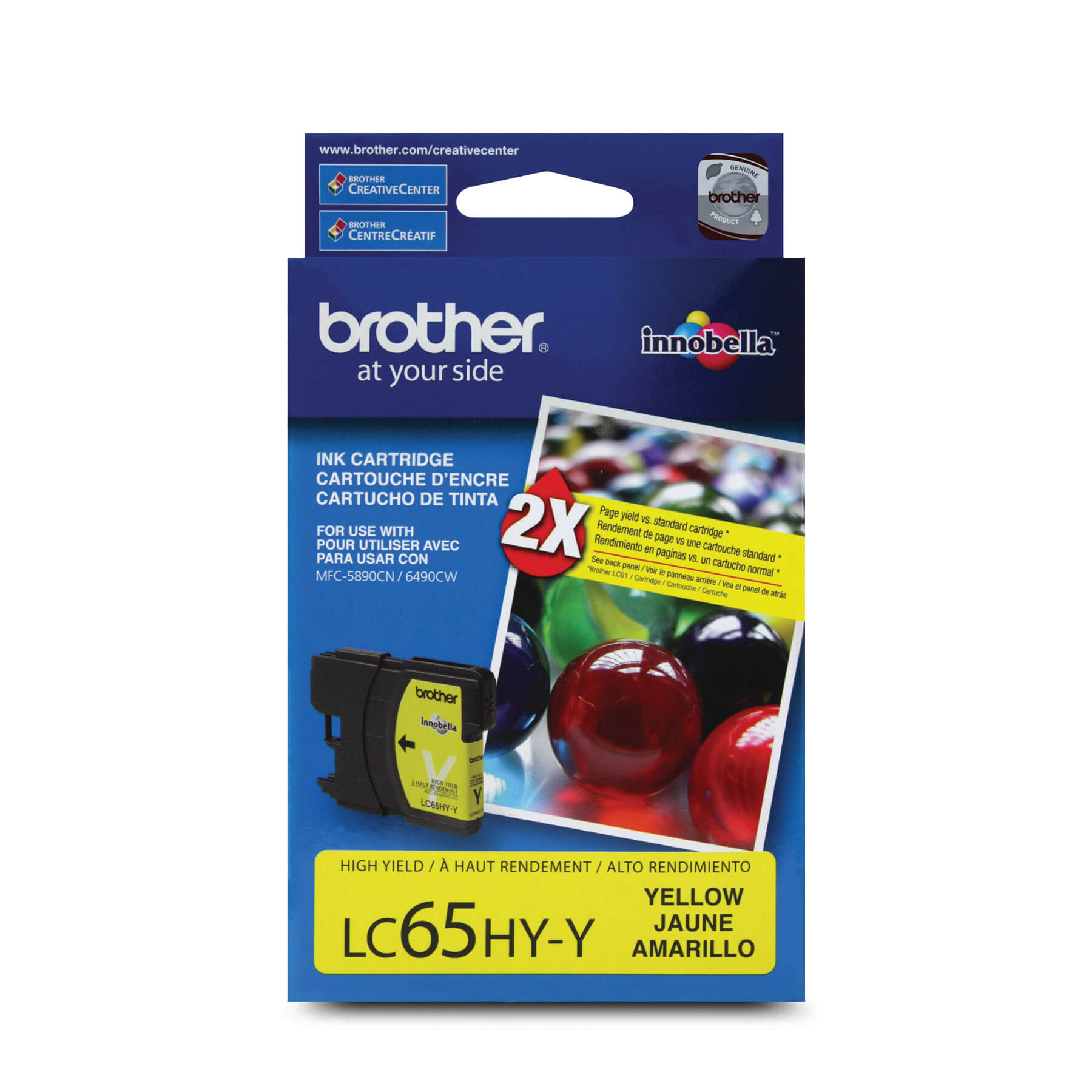 Brother LC65HYYS Innobella Yellow Ink Cartridge, High Yield