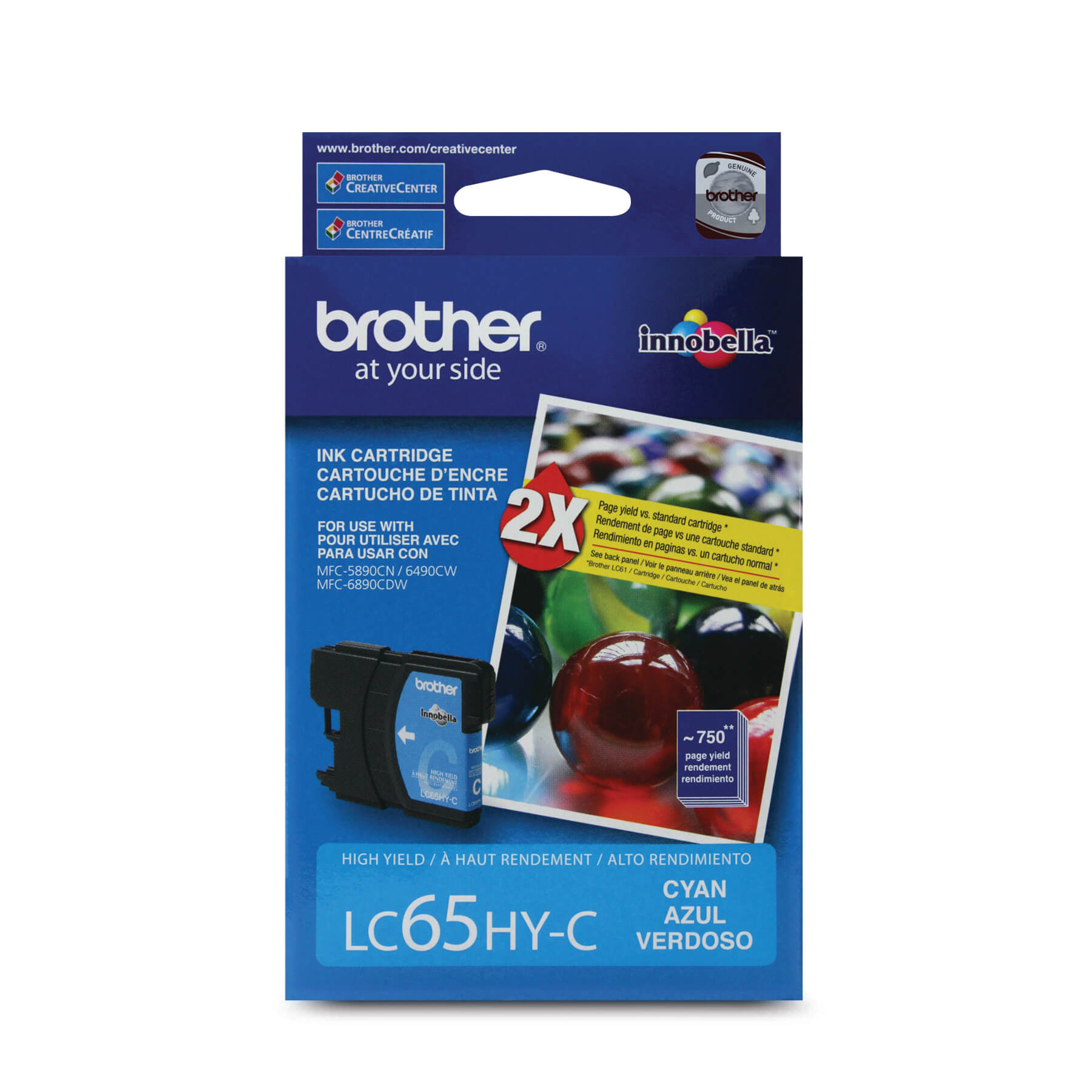 Brother LC65HYCS Innobella Cyan Ink Cartridge, High Yield