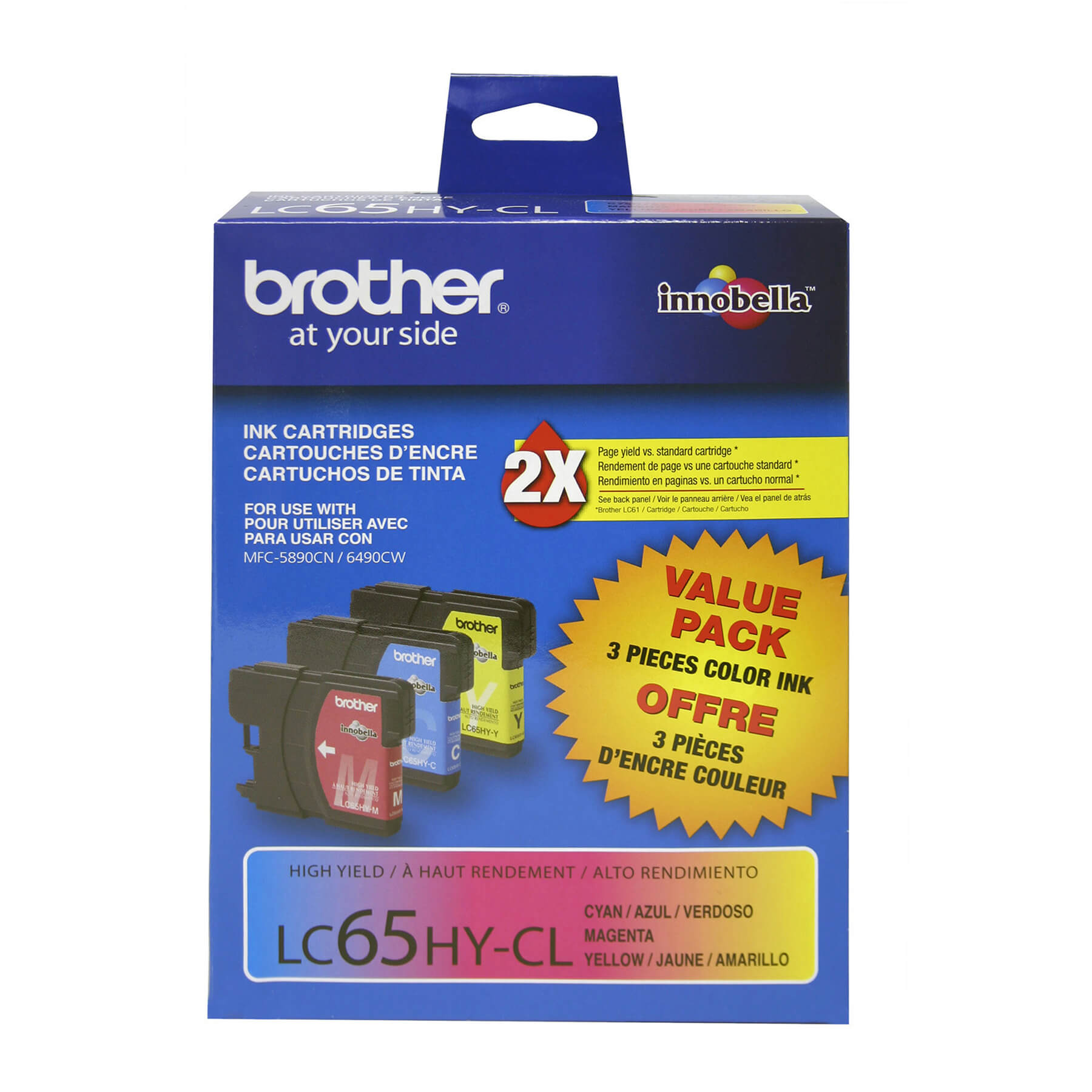 Brother LC653PKS Innobella Colour Ink Cartridges, High Yield - 3 PKS