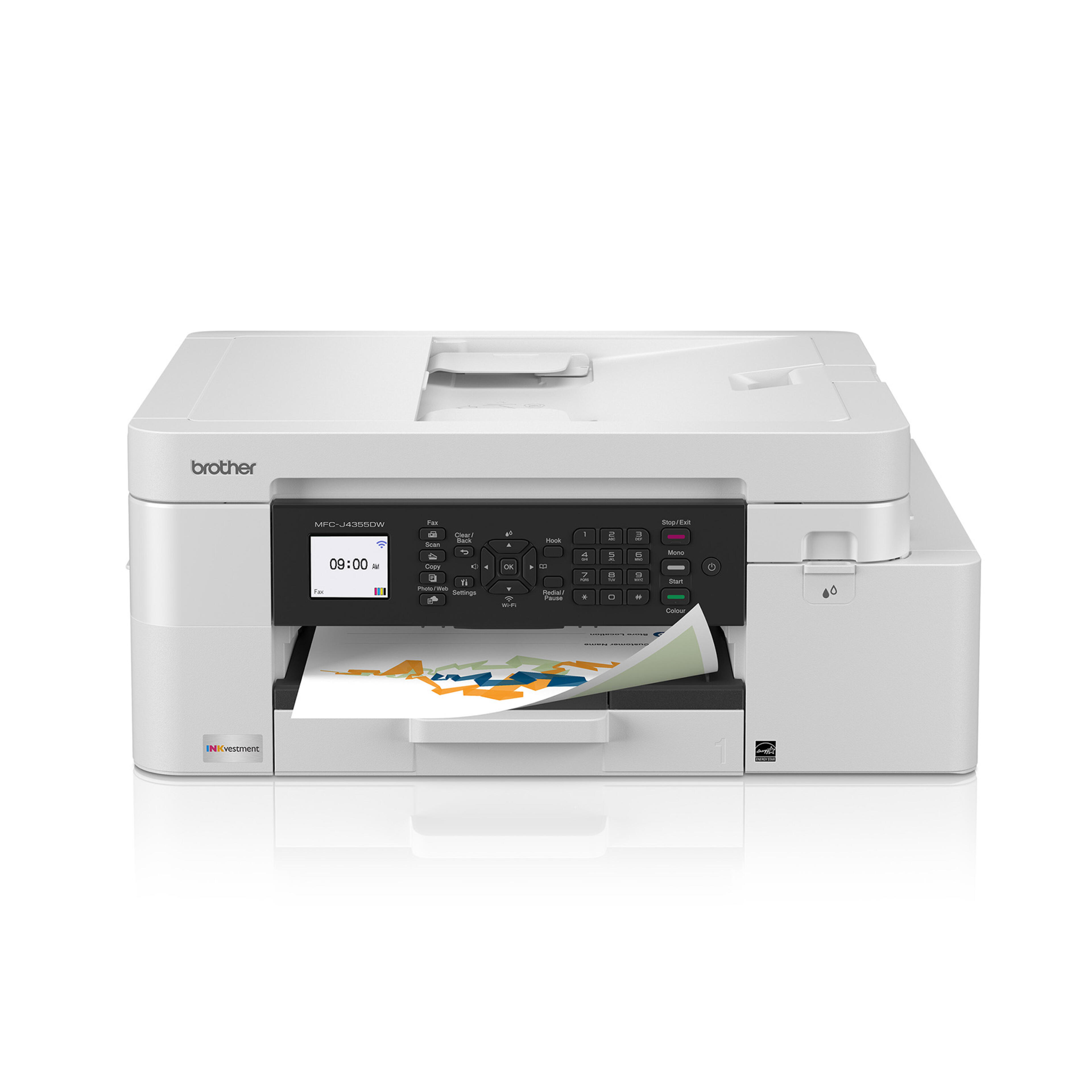 Brother INKvestment MFC-J4355DW Wireless Color Inkjet All-in-One Printer with 1.8" Color Display and Manual Feed Slot