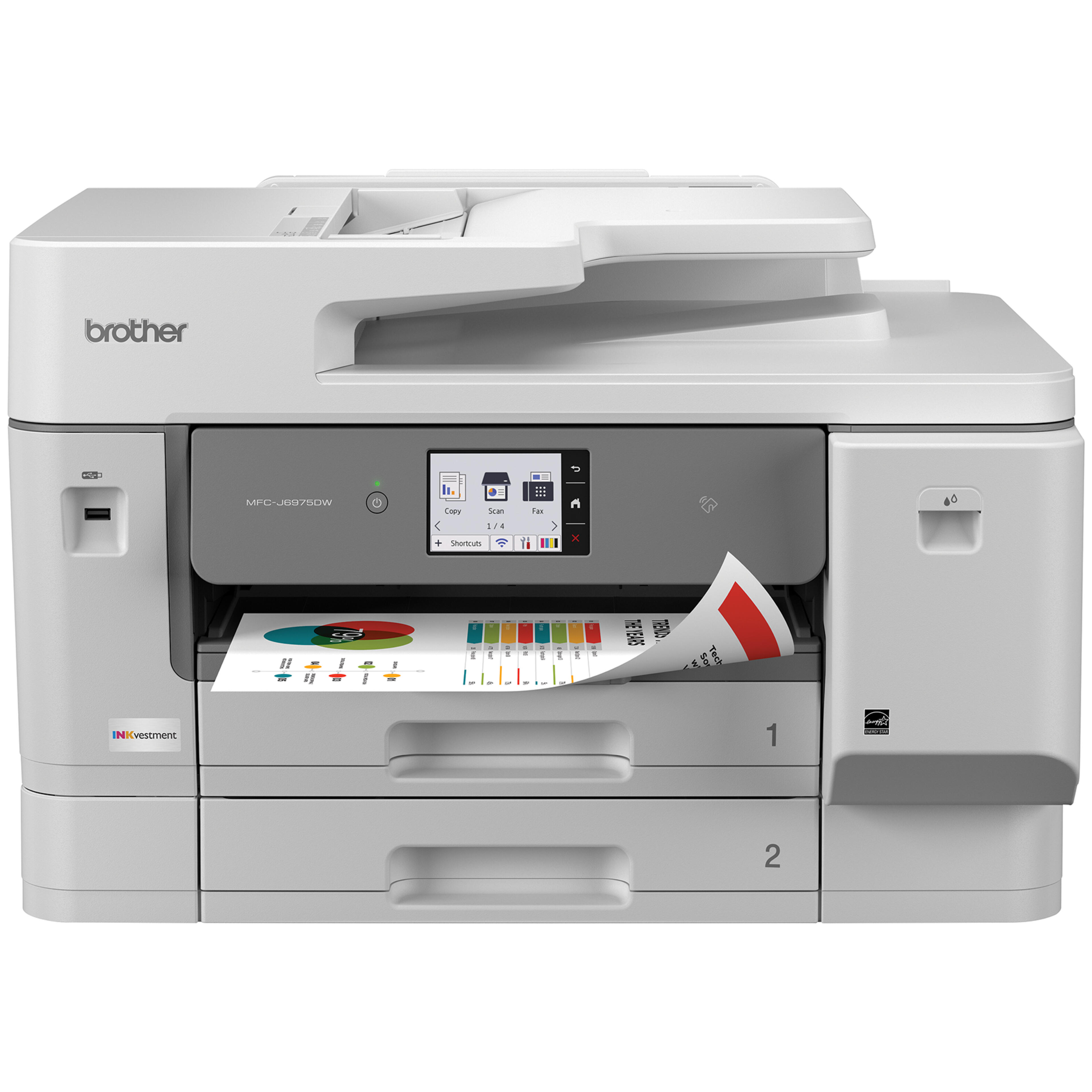 Brother MFC-J6975DW Business Colour Inkjet All-in-One Printer with 11" x 17" Print, Copy, Scan, Fax, Low-Cost Printing, and Advanced Security Features