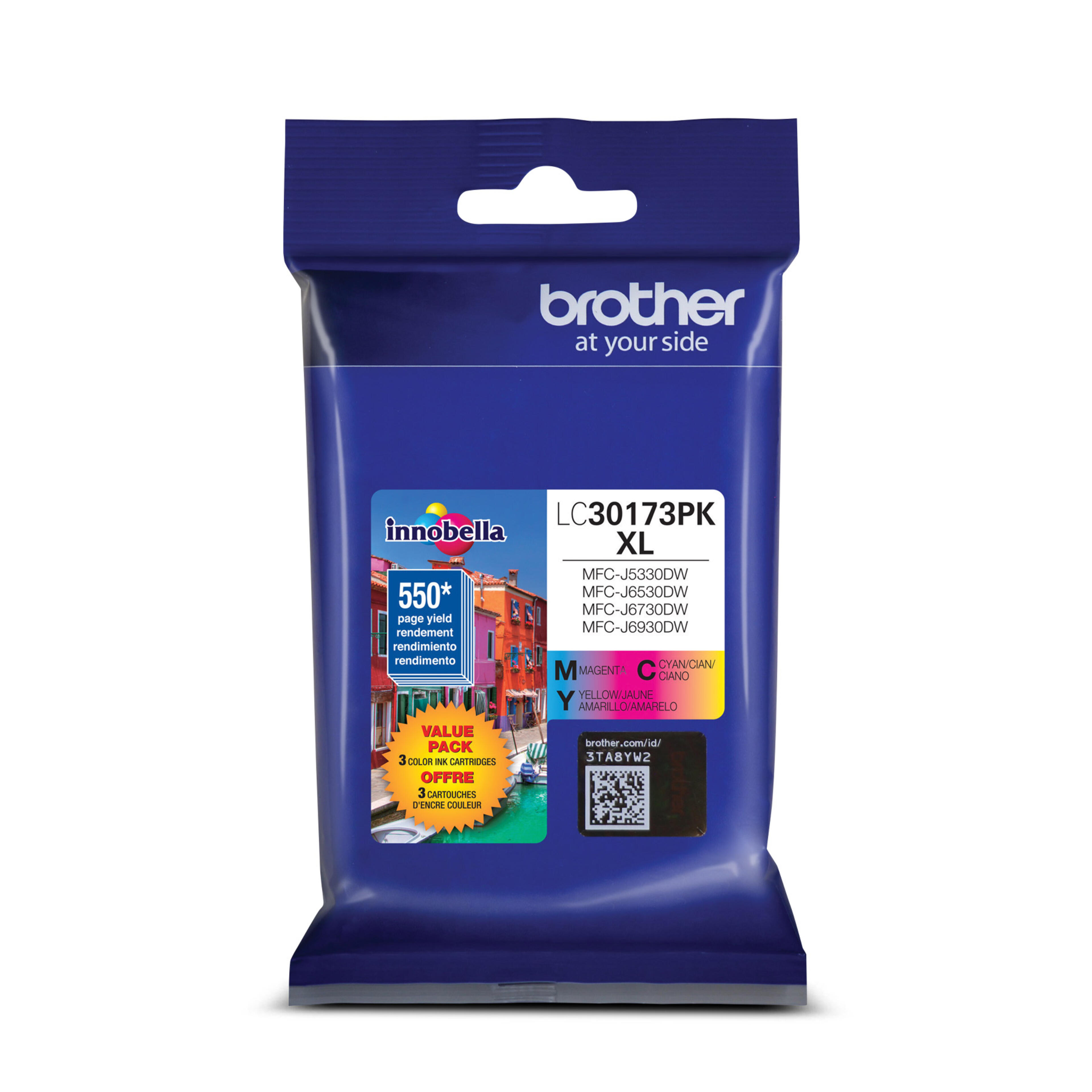 Brother LC30173PKS Innobella Ink Cartridges 1 Cyan, 1 Magenta, 1 Yellow, High Yield