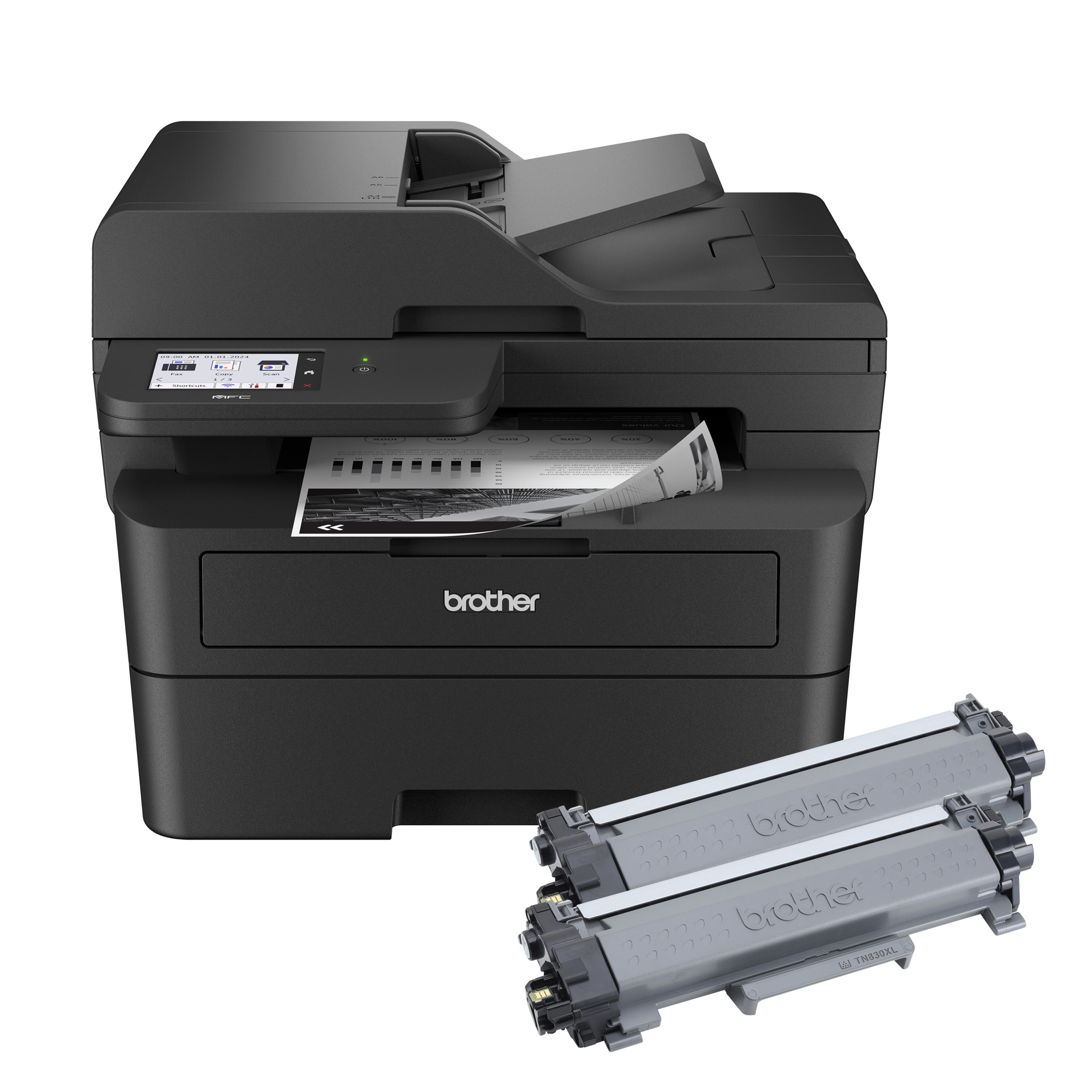 Brother Wireless MFC- L2900DW XL Compact Monochrome All-in-One Laser Printer with up to 4,200 pages(1) of toner included, Single Pass Duplex Copy and Scan, Fax, Mobile Printing