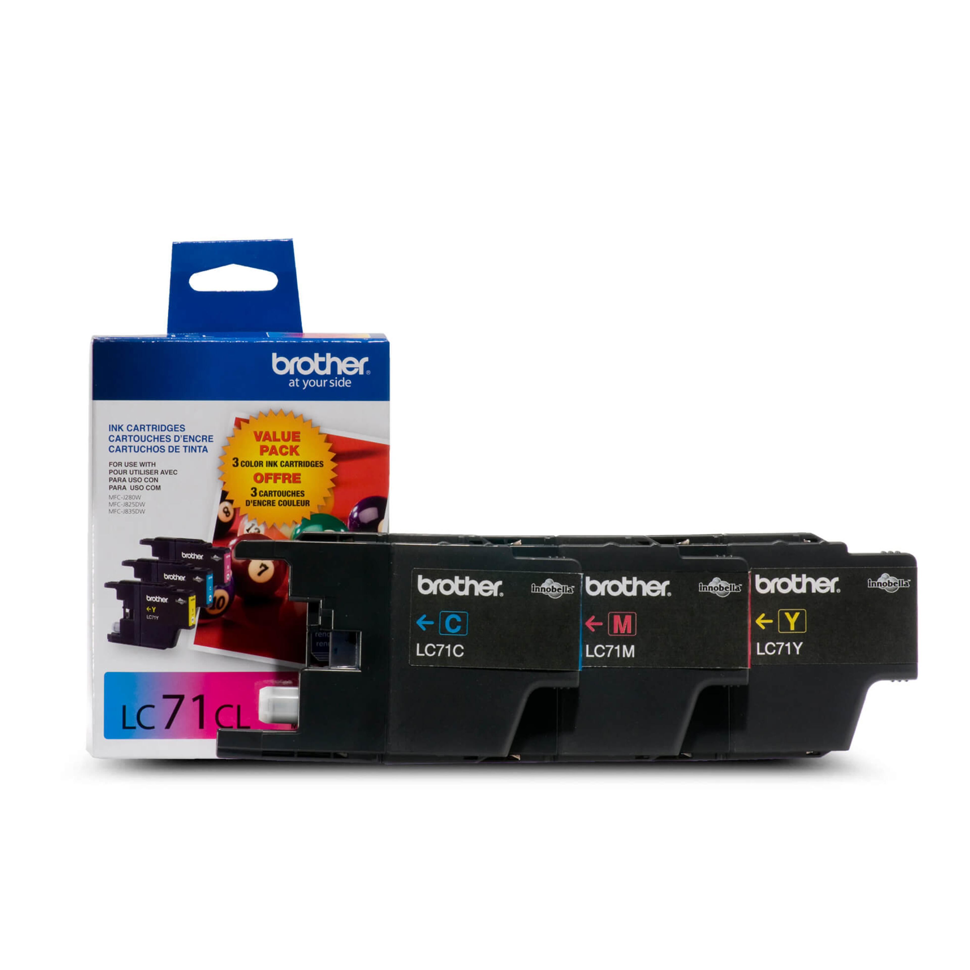 Brother LC713PKS 3-Pack of Innobella Colour Ink Cartridges (1 each of Cyan, Magenta, Yellow), Standard Yield