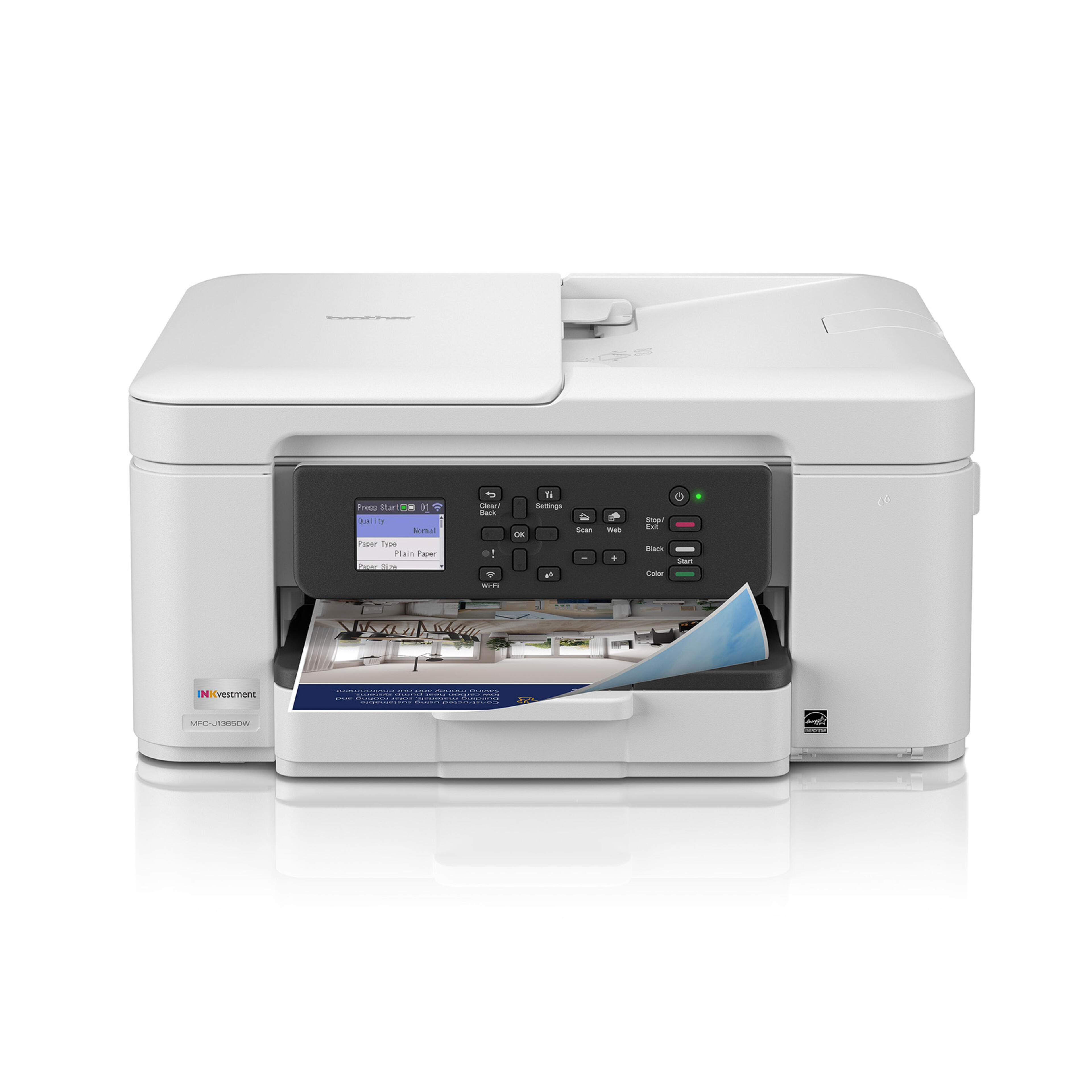 Brother INKvestment MFC-J1365DW Wireless Colour Inkjet All-in-One Printer with Auto Duplex Printing and 1.8" Colour Display