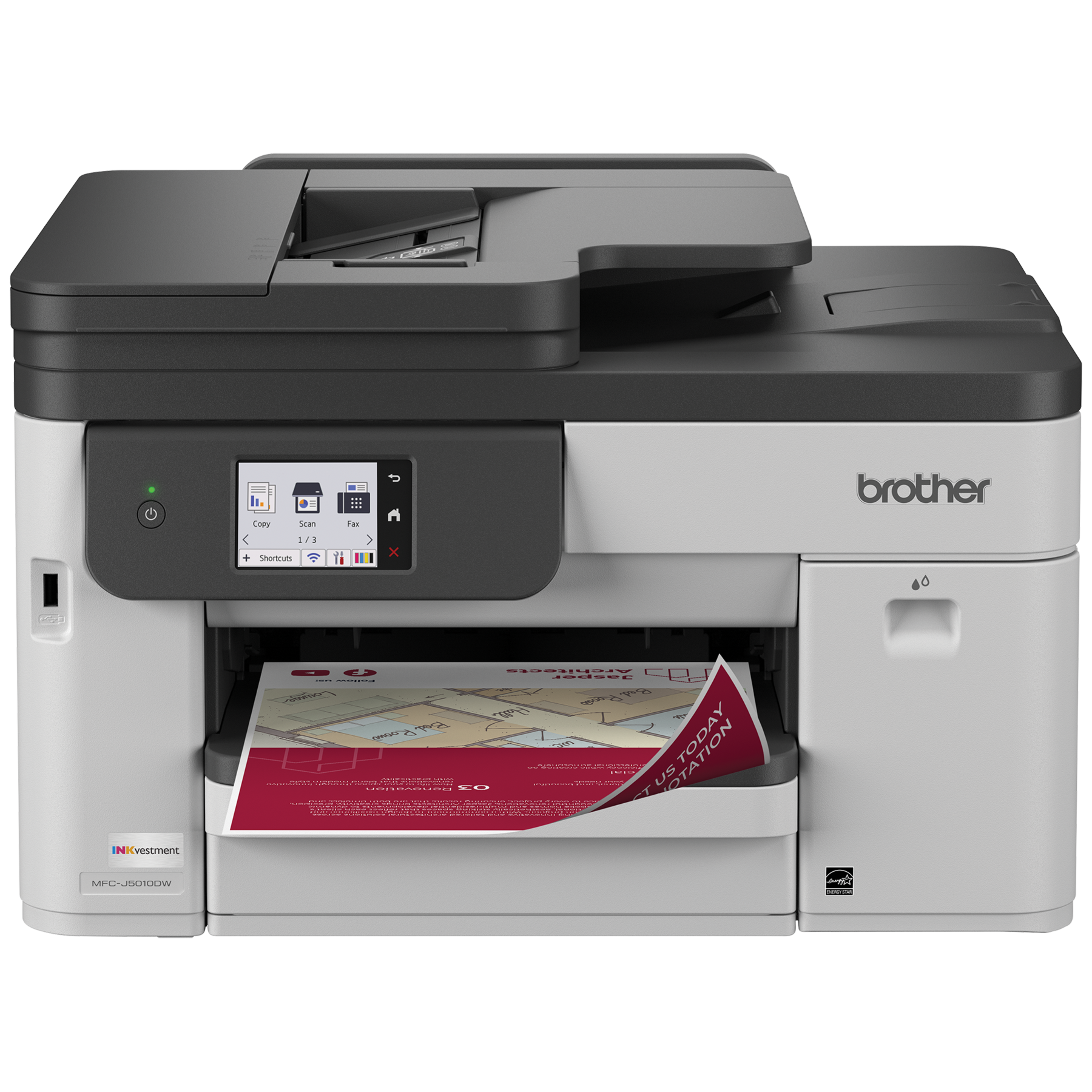 Brother INKvestment MFC-J5010DW Wireless Colour Inkjet All-in-One Printer with Automatic 2-sided Copy & Scan with 2.7" Colour Touchscreen