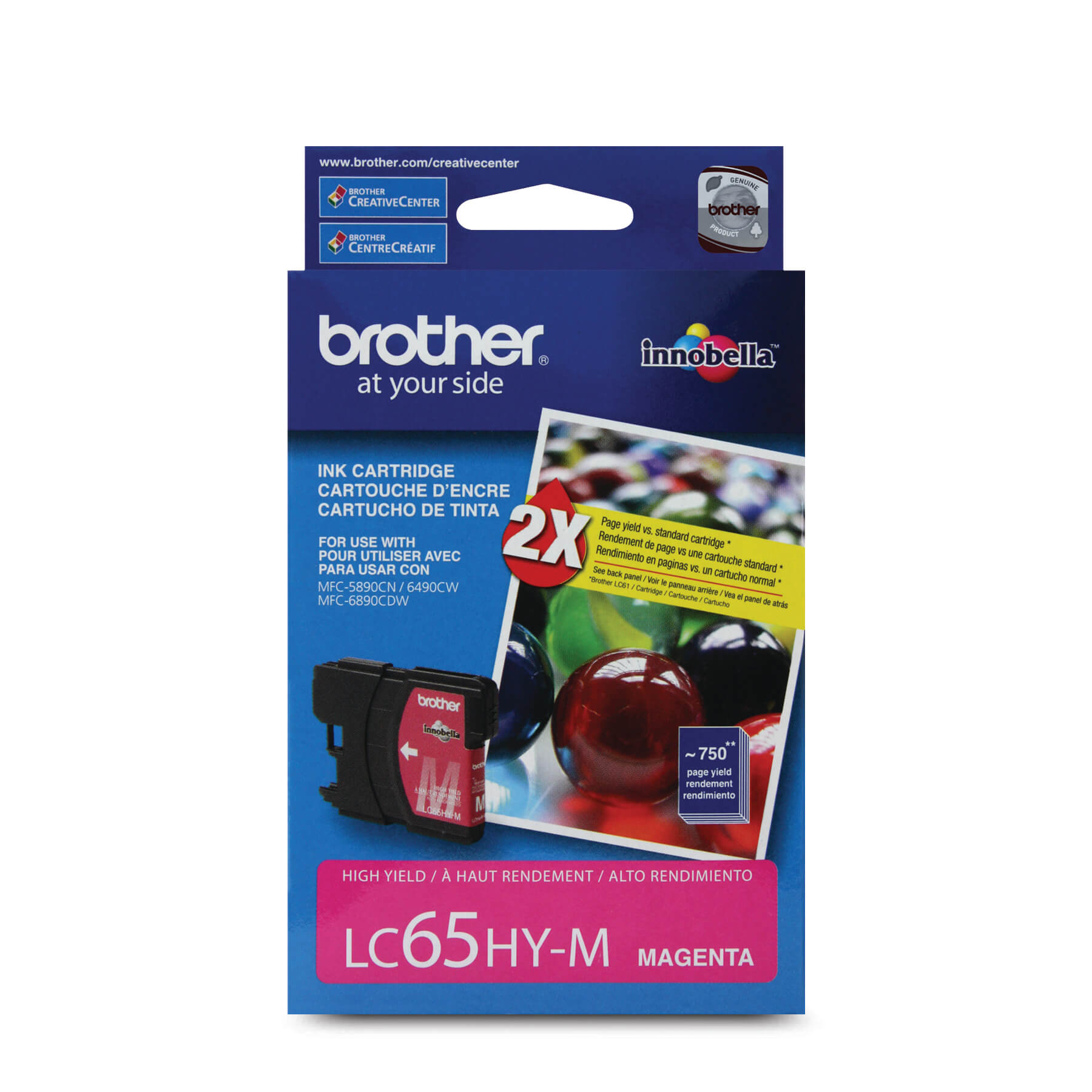 Brother LC65HYMS Innobella Magenta Ink Cartridge, High Yield